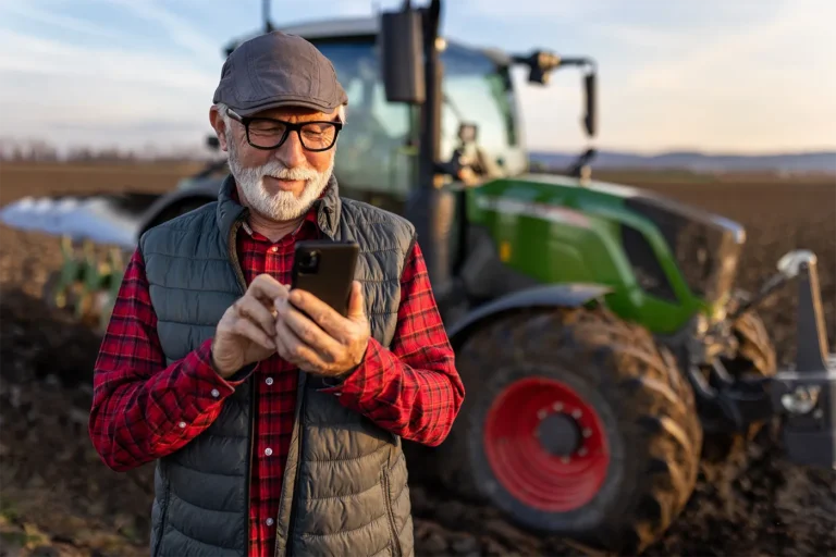 Farmer using cell phone