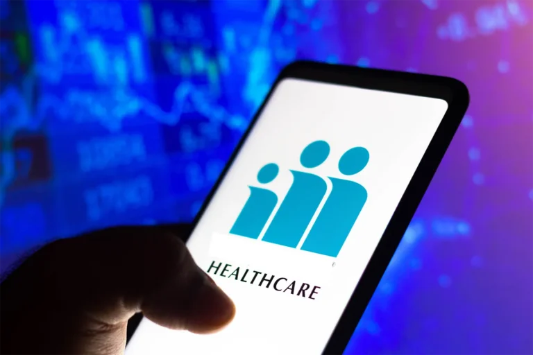 Phone with healthcare logo on the screen