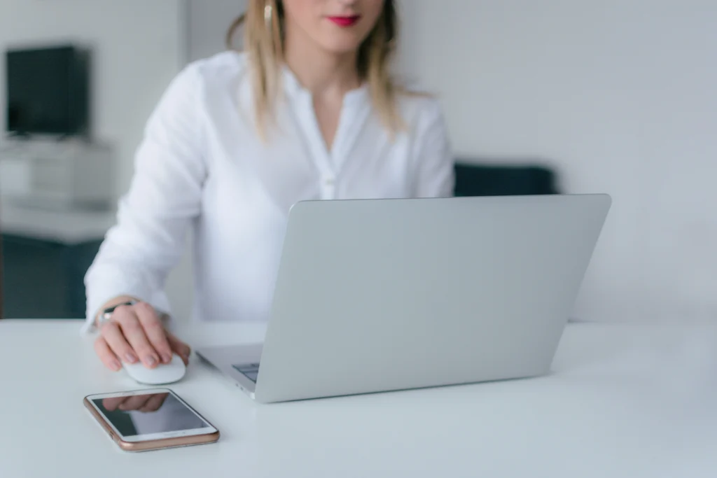 woman using computer