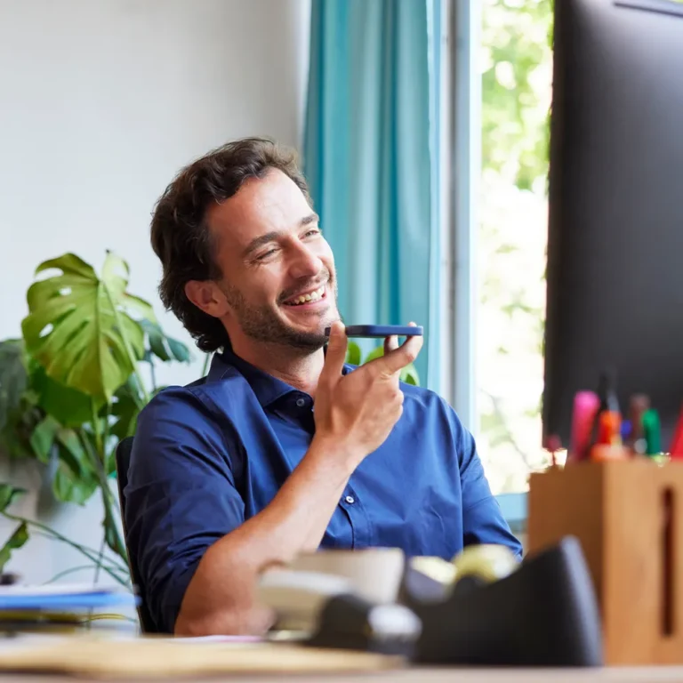 man talking into phone