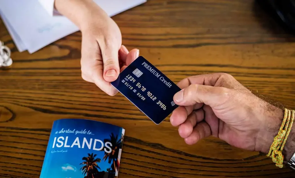 handing over credit card