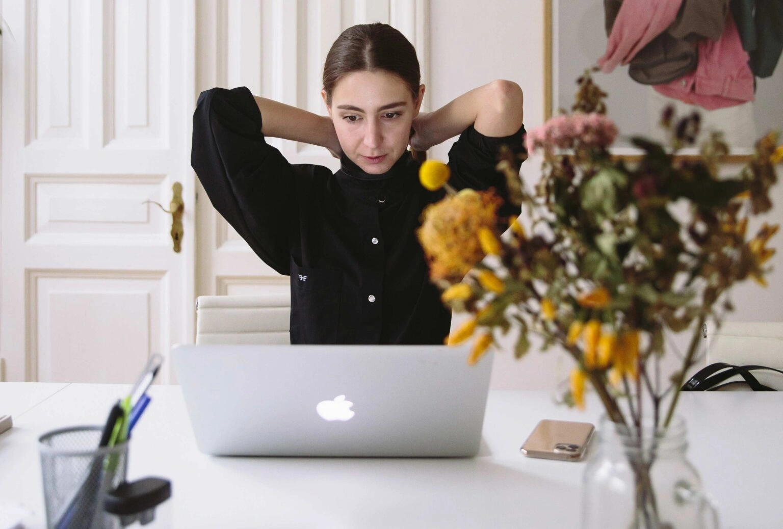 woman working remotely