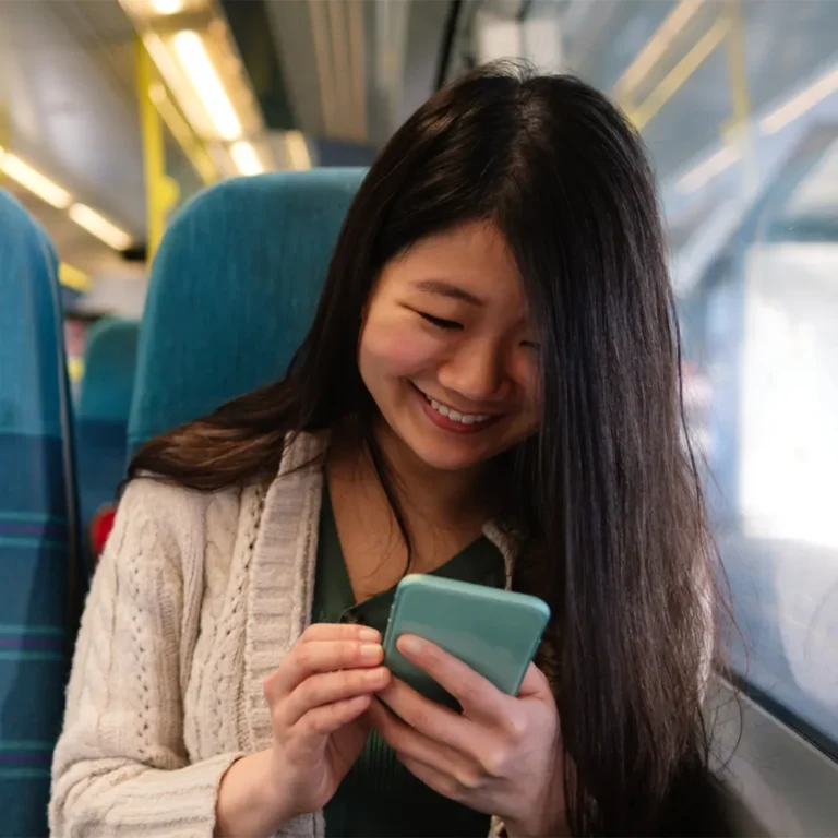 woman texting on phone