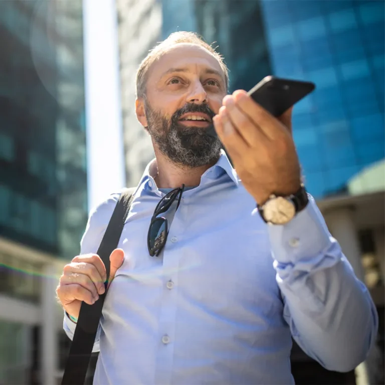 man talking into phone