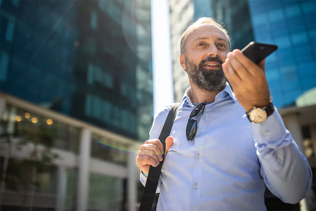 businessman talking into phone