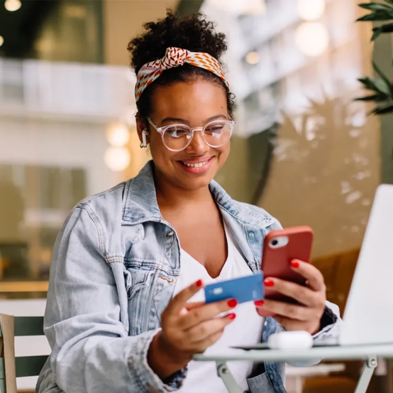 woman making an online purchase