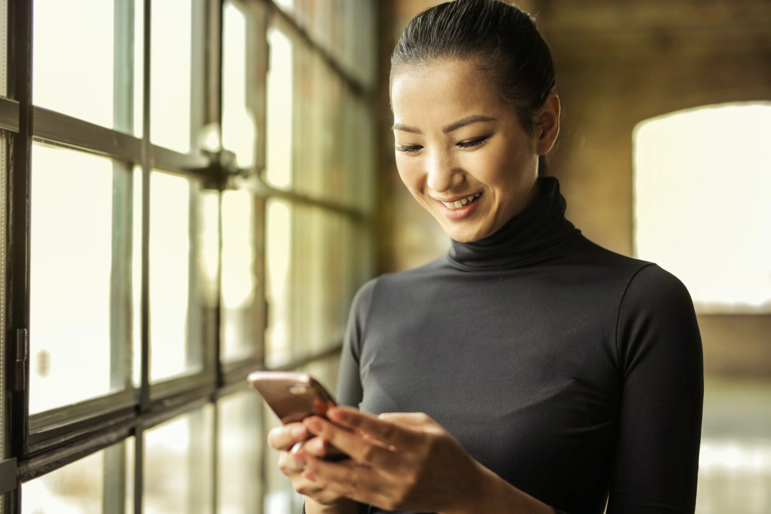 woman texting on phone